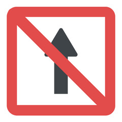 
Straight prohibited, no straight ahead sign 
