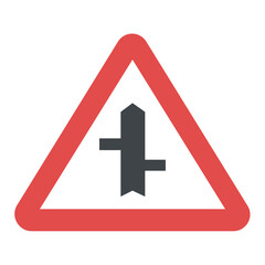 Obraz premium Triangular road sign of staggered junction 