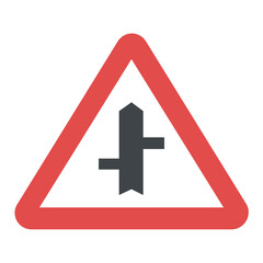 Fototapeta premium Triangular road sign of staggered junction 