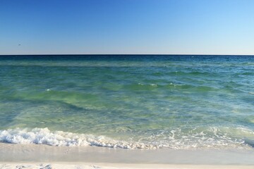 Sand, ocean, sky, tranquility and relaxation, photo taken on the beach of Santa Rose Island, Gulf of Mexico
