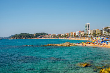 Lloret de Mar beach in summer season, Catalonia, Costa Brava