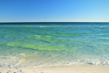 Sand, ocean, sky, tranquility and relaxation, photo taken on the beach of Santa Rose Island, Gulf of Mexico