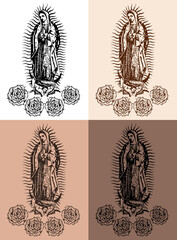 Virgin of Guadalupe, Mexican Virgen de Guadalupe Tattoo style.