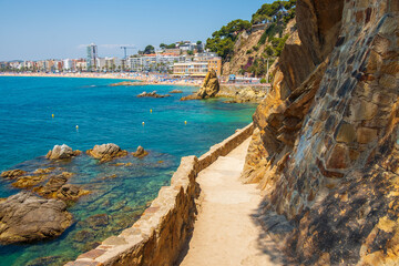 Obraz premium Lloret de Mar beach in summer season, Catalonia, Costa Brava