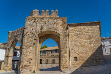 Fototapeta na wymiar Villalar arch and Jaen Gate in Baeza. World heritage site by Unesco. Andalusia, Spain