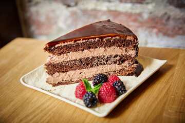 cake with raspberries