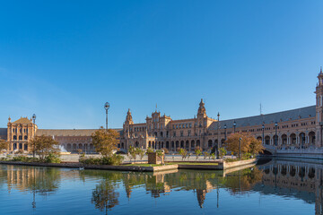 Fototapeta premium The Plaza de Espana, Spain Square, in Seville, Andalusia, Spain. It is located in the Parque de Maria Luisa