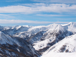 Fototapeta na wymiar Ski resort of the Val d'Allos in the french Alpes