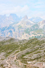 The Sexten Dolomites of northeastern Italy. Three peaks of Lavaredo. Alpine landscape.