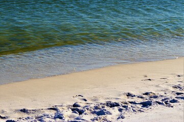 Ocean water, shore of a sandy beach