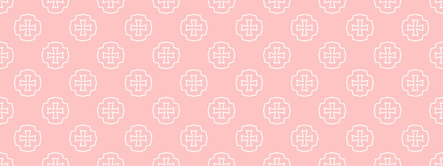 Simple geometric ornament, seamless wallpaper texture, pink background for your design, vector image