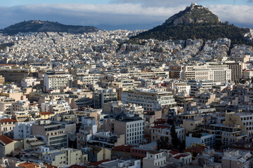 Panorama from Acropolis to city of Athens, Greece