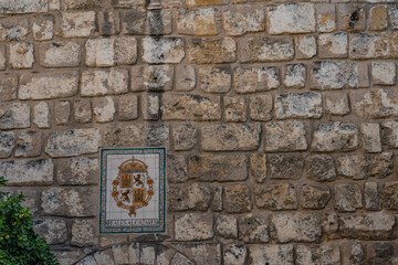Reales Alcazar sign on Plaza del Triunfo in Seville, Andalusia