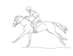 Obraz na płótnie Canvas Athlete riding horse on cross country event