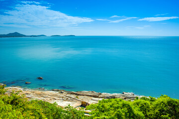 Beautiful tropical landscape of the green coast of Koh Samui island