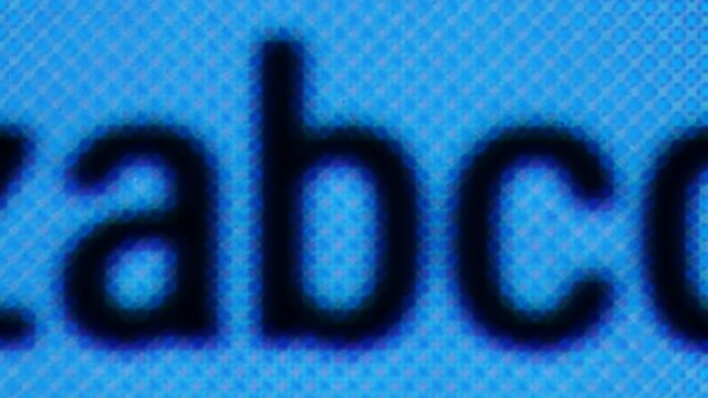 Focusing pixels at led display on alphabet letters with microscope