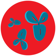 Antibodies in blood flow illustration. Flat vector image of covid antibodies shapes, vaccine invention illustration