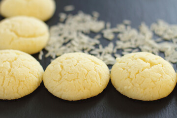 Home made  cookies, fresh delicious sweet diet pastry, receipt of rice flour bakery