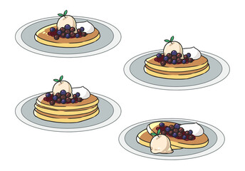パンケーキ　ブルーベリーとトッピング