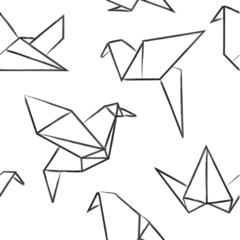 Vector origami paper birds pattern