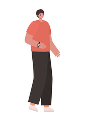 man dressed in dark pants on whithe background