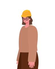 woman with brown hair and safety helmet