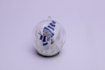 Christmas decoration, snowman in a glass vessel