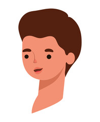 man face with dark brown hair on a white background