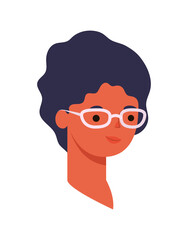 woman face with glasses on a white background