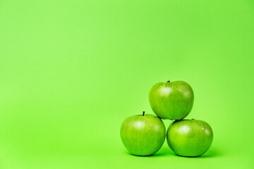 Green apples isolated on background organic healthy fruit abstract - copy space