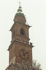 Piazza Ducale and Sforza Castle in Vigevano during a snowfall in 2012