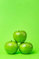 Green apples isolated on background organic healthy fruit abstract - copy space