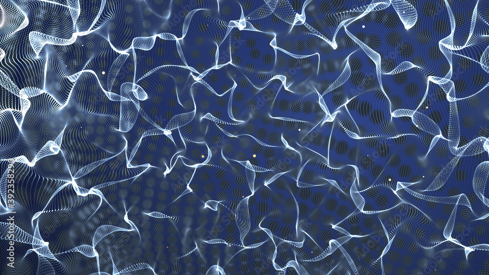 Aufkleber 3d rendering of futuristic particles wave on abstract background.