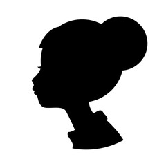 Silhouette head girl black shape isolated on white background , logo vector illustration