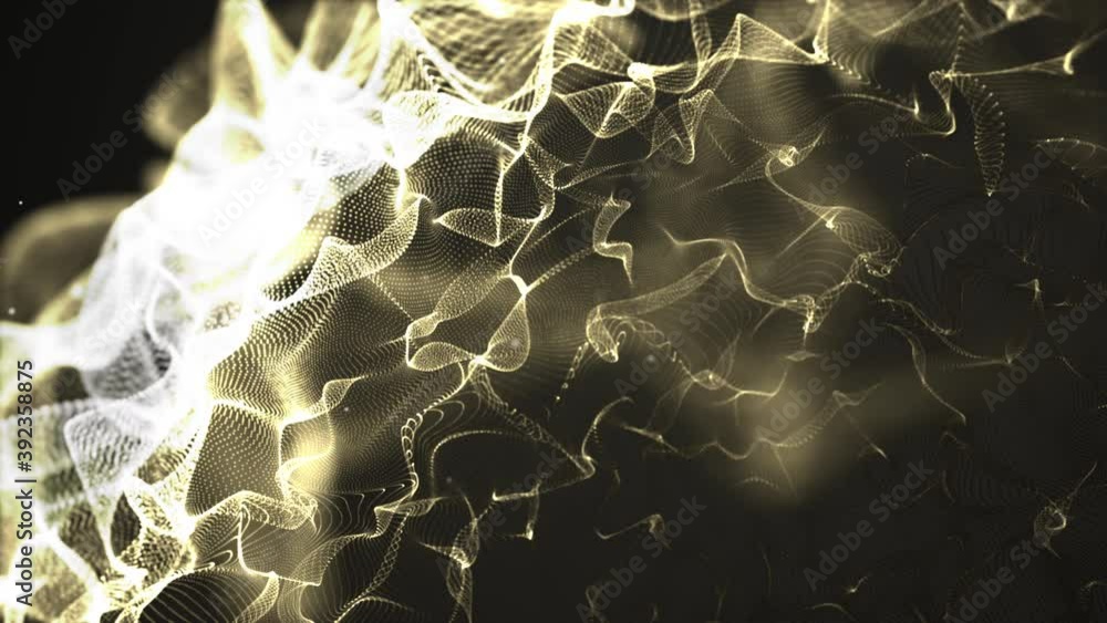 Poster 4k video of abstract digital background with cybernetic particles.