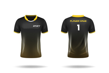 Specification Soccer Sport , Esport Gaming T Shirt Jersey template. mock up uniform . Vector Illustration design
