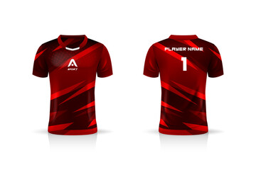 Specification Soccer Sport , Esport Gaming T Shirt Jersey template. mock up uniform . Vector Illustration design