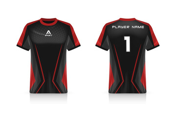 Specification Soccer Sport mockup , Esports Gaming T Shirt Jersey template. mock up uniform . Vector Illustration design