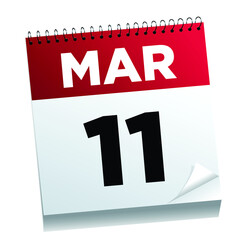 March 11th on a calendar page - illustrated.