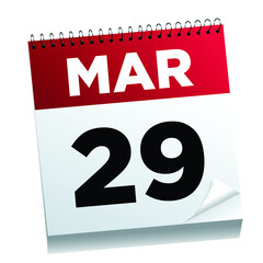March 29th on a calendar page - illustrated.