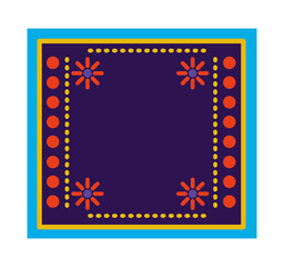 mexican carpet with a floral frame over a white background
