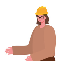 woman dressed in safety helmet and glasses