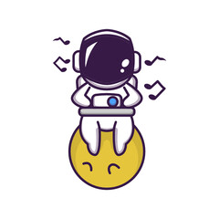Cute astronaut playing music in the space