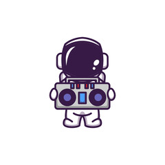 Cute astronaut playing music in the space