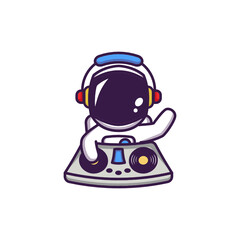 Obraz na płótnie Canvas Cute astronaut playing music in the space