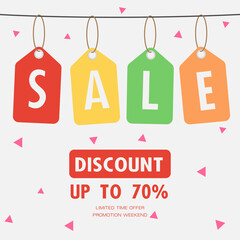 Sale Discount special offer weekend , tag promotion sign symbol , vector illustration