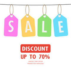 Sale Discount special offer weekend , tag promotion sign symbol , vector illustration
