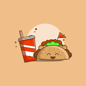 Happy Cookies Logo. Fast Food Logo. Cafe and Restaurant Menu. Flat Cartoon Style Suitable for Web Landing Page, Banner, Flyer, Sticker, Card, Background