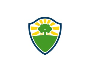 Simple shield with shinning nature tree