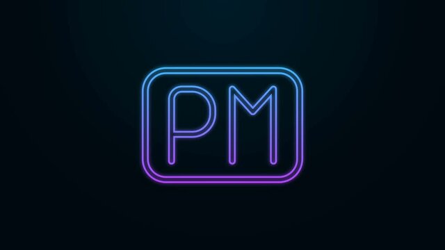 Glowing neon line Day time icon isolated on black background. Time symbol. 4K Video motion graphic animation